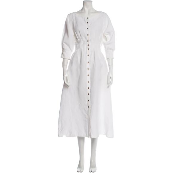Mara Hoffman Amia Tencel-Linen Button-Front Midi Dress - XS - White